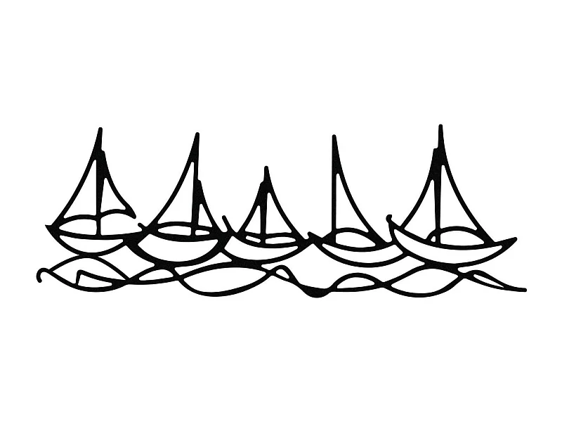 Décoration murale en métal - Mer Bateaux dans l'eau