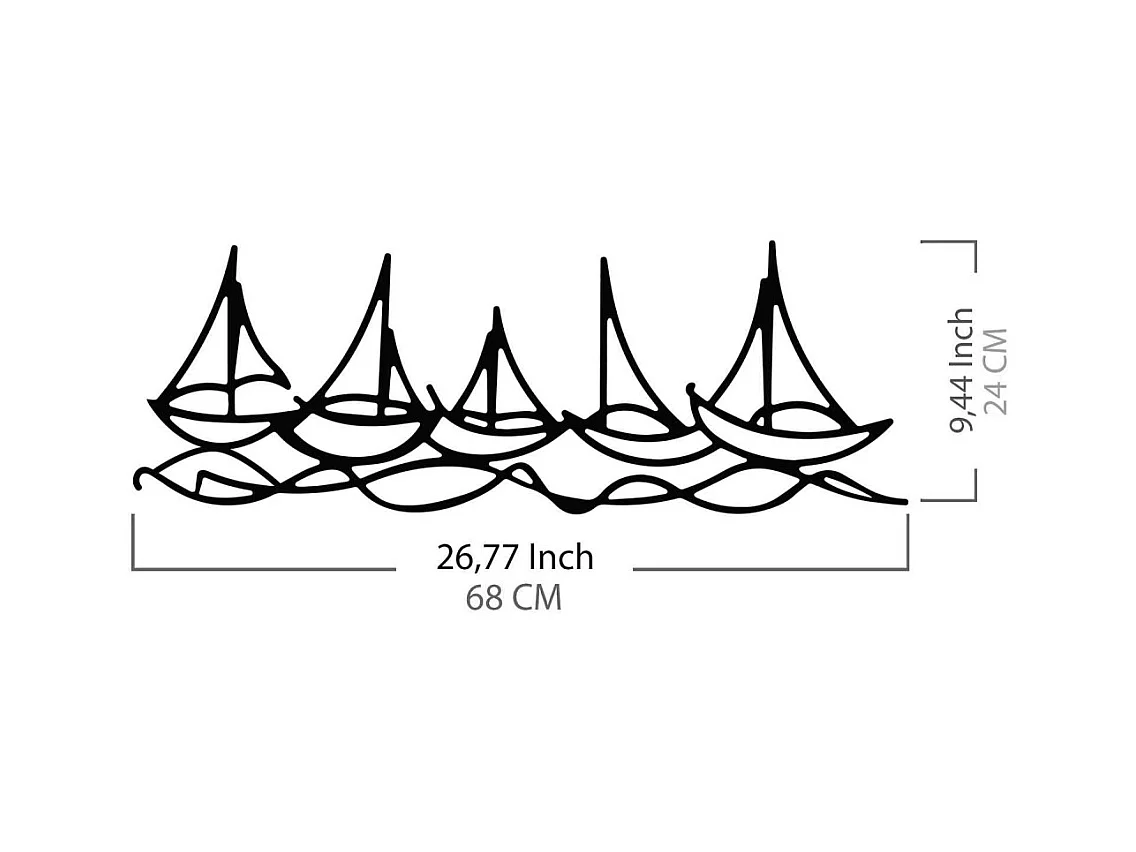 Décoration murale en métal - Mer Bateaux dans l'eau