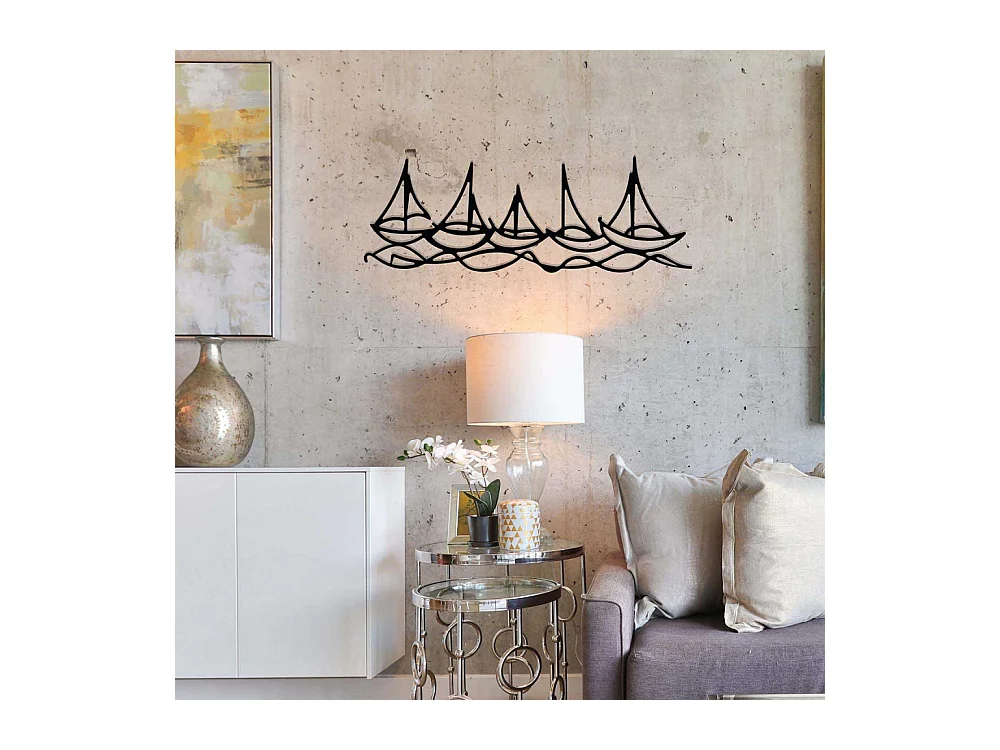 Décoration murale en métal - Mer Bateaux dans l'eau