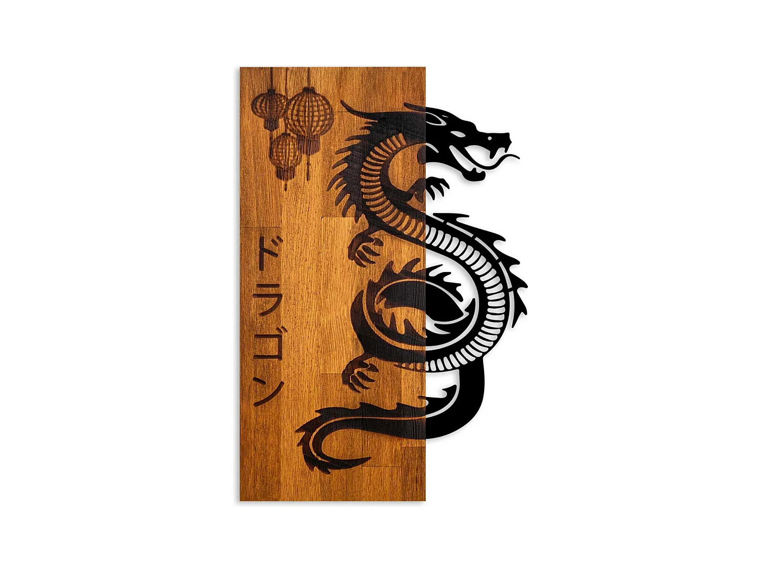 Décoration murale bois et métal Animal Dragon