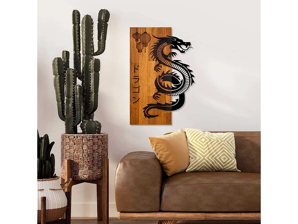 Décoration murale bois et métal Animal Dragon