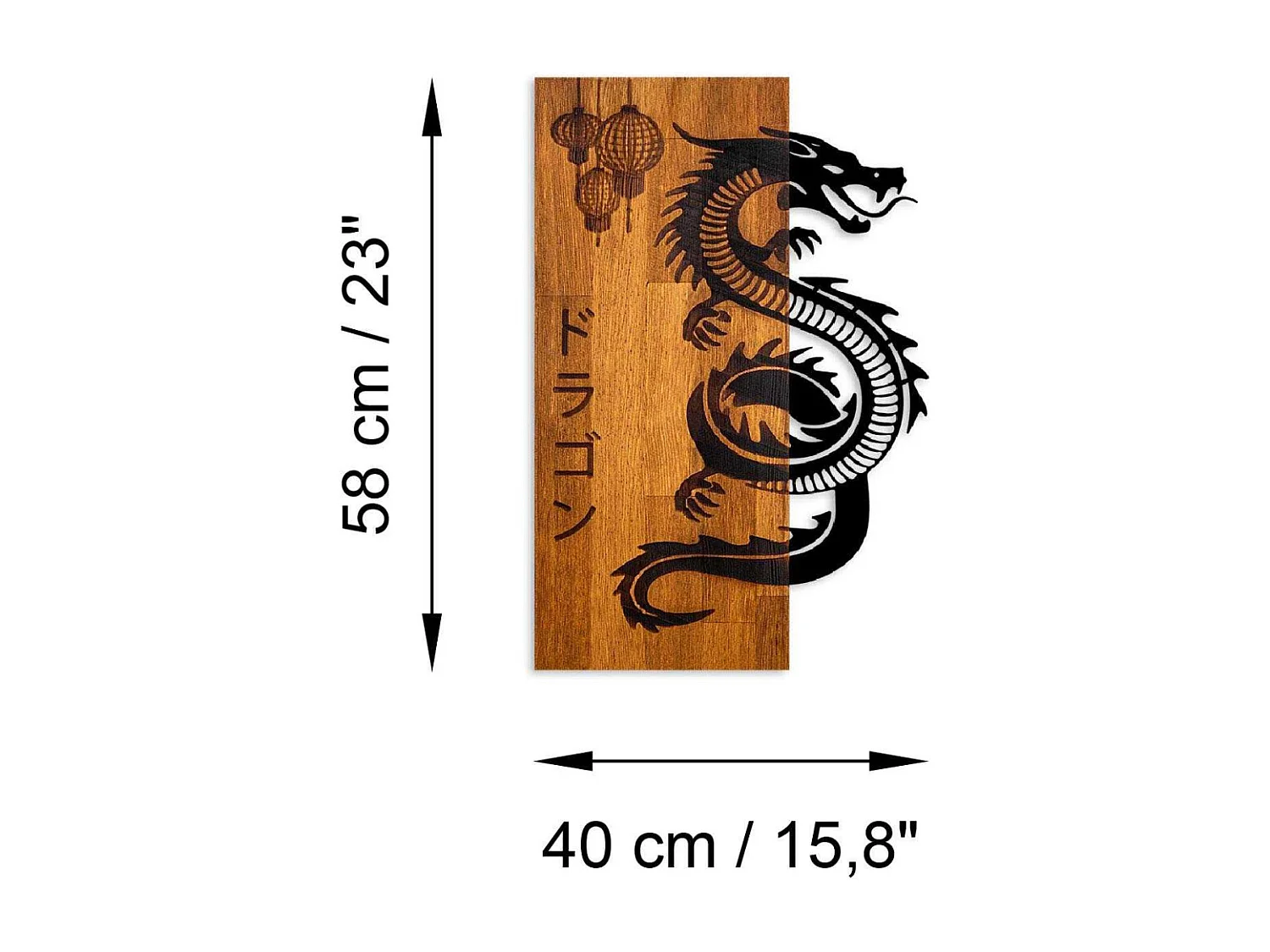 Décoration murale bois et métal Animal Dragon