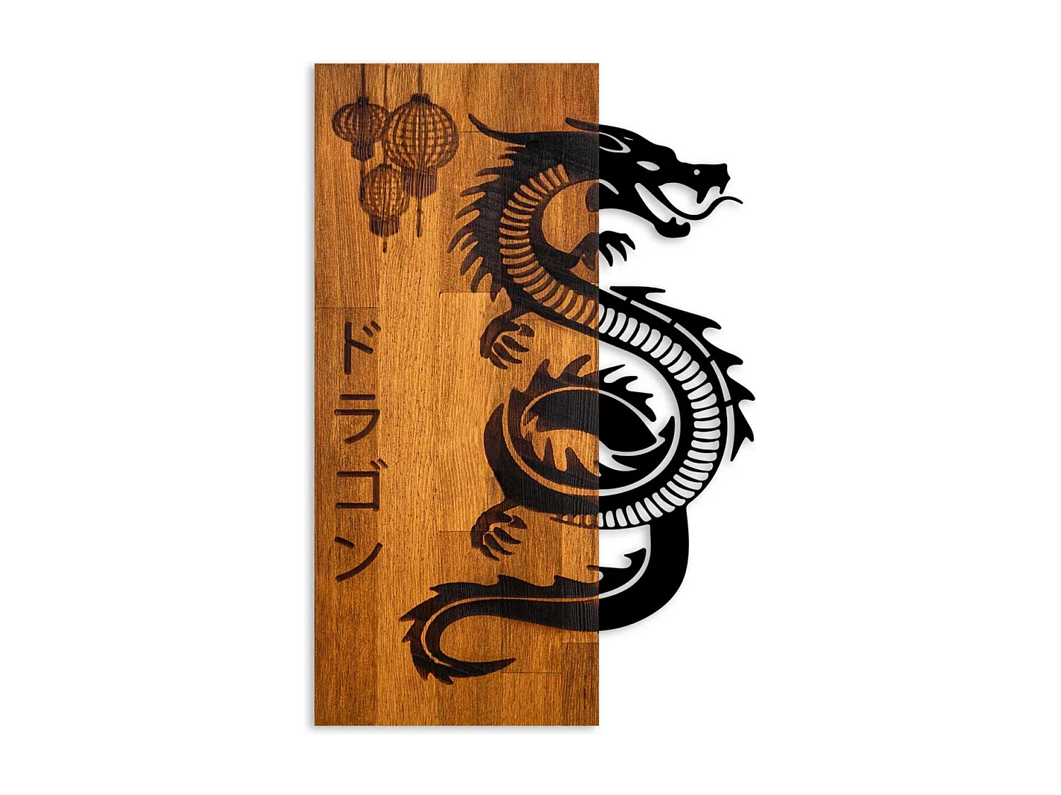 Décoration murale bois et métal Animal Dragon