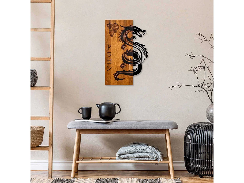 Décoration murale bois et métal Animal Dragon