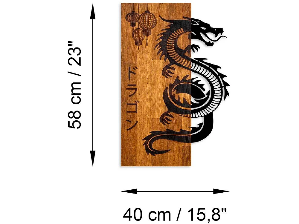 Décoration murale bois et métal Animal Dragon