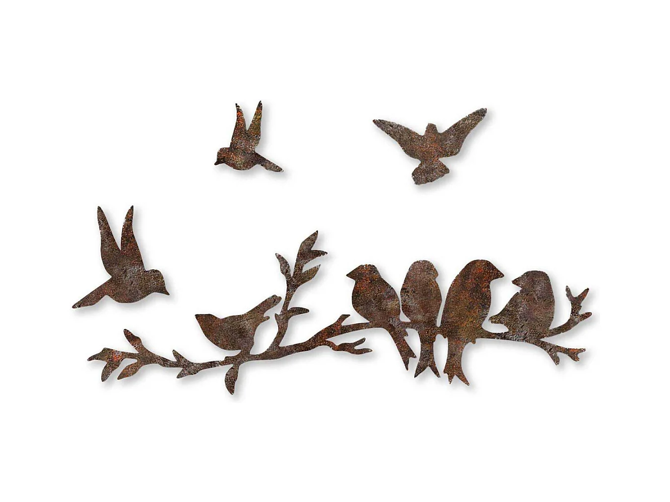 Décoration murale en métal Oiseaux Oiseaux sur branche (effet rouillé)