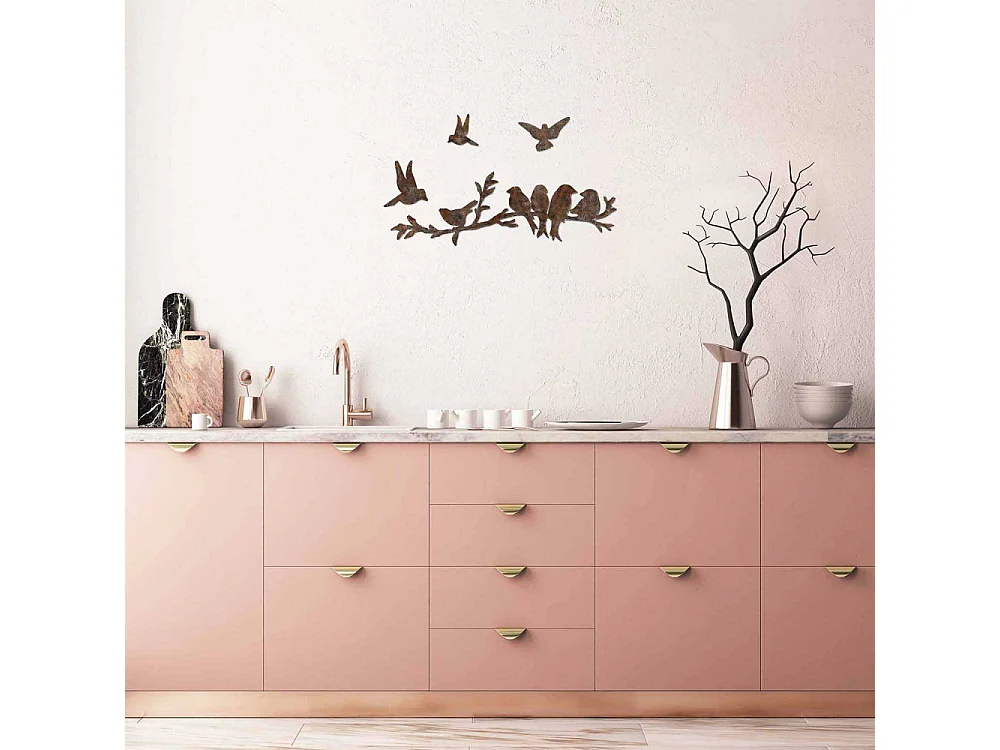 Décoration murale en métal Oiseaux Oiseaux sur branche (effet rouillé)