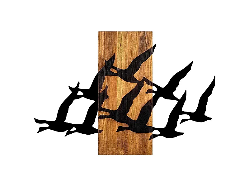 Décoration murale bois et métal Animal Oiseaux migrateurs
