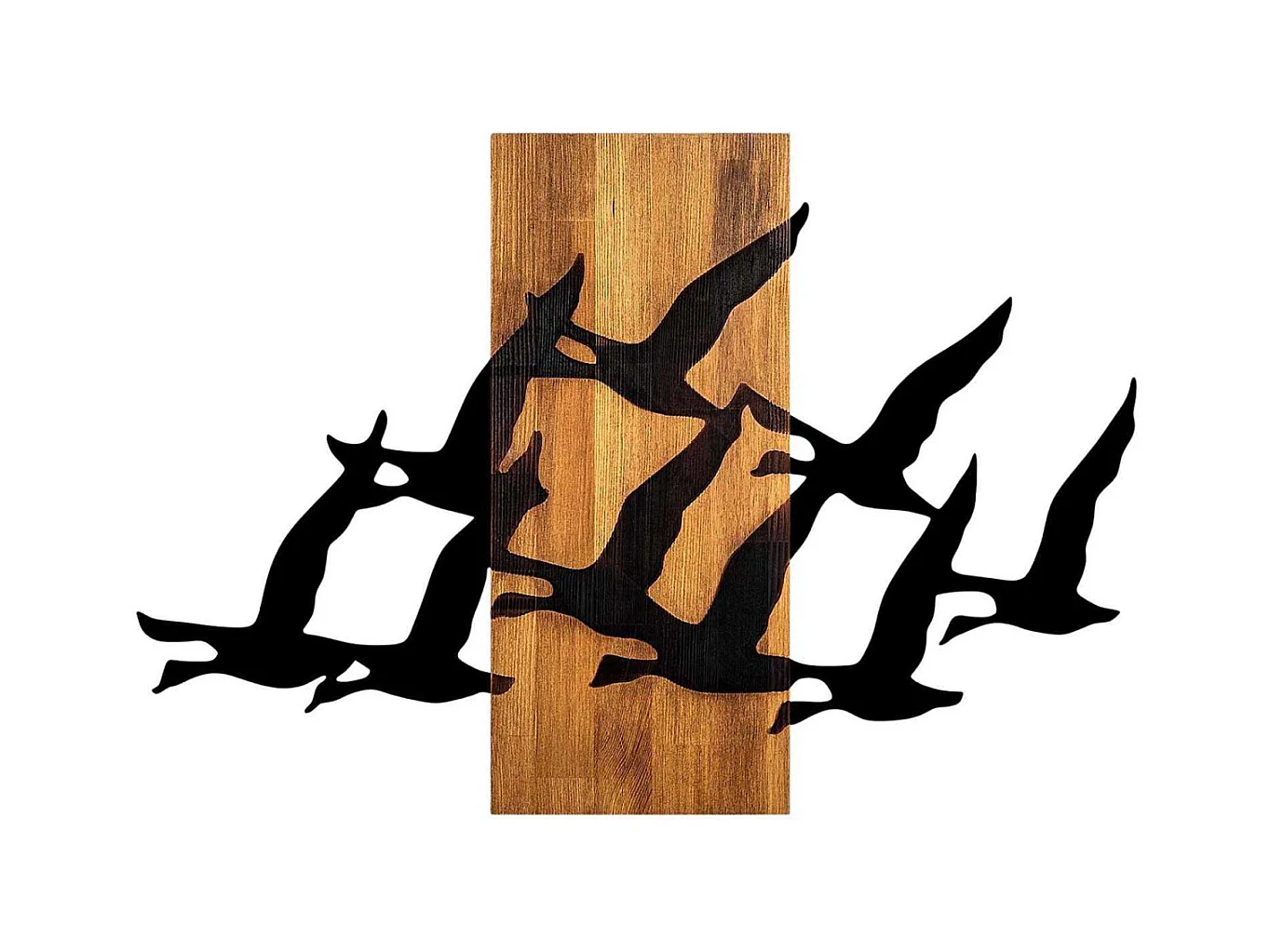 Décoration murale bois et métal Animal Oiseaux migrateurs