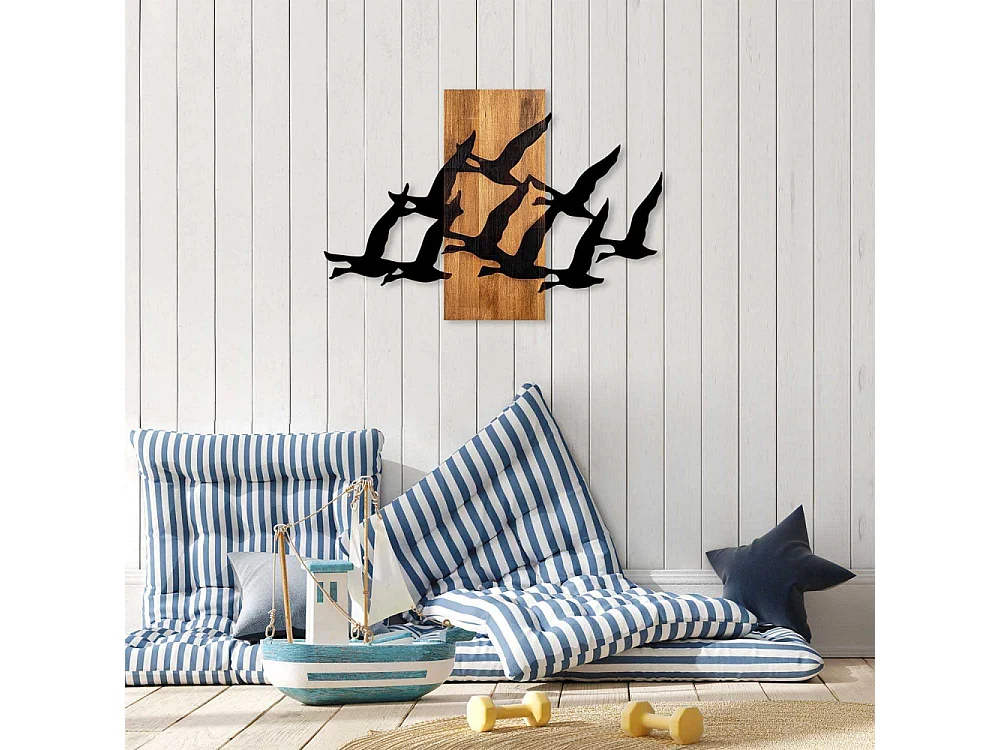 Décoration murale bois et métal Animal Oiseaux migrateurs