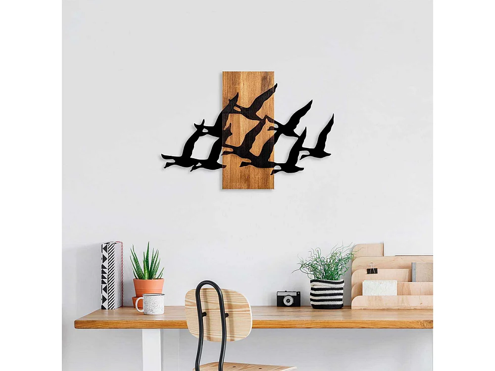 Décoration murale bois et métal Animal Oiseaux migrateurs