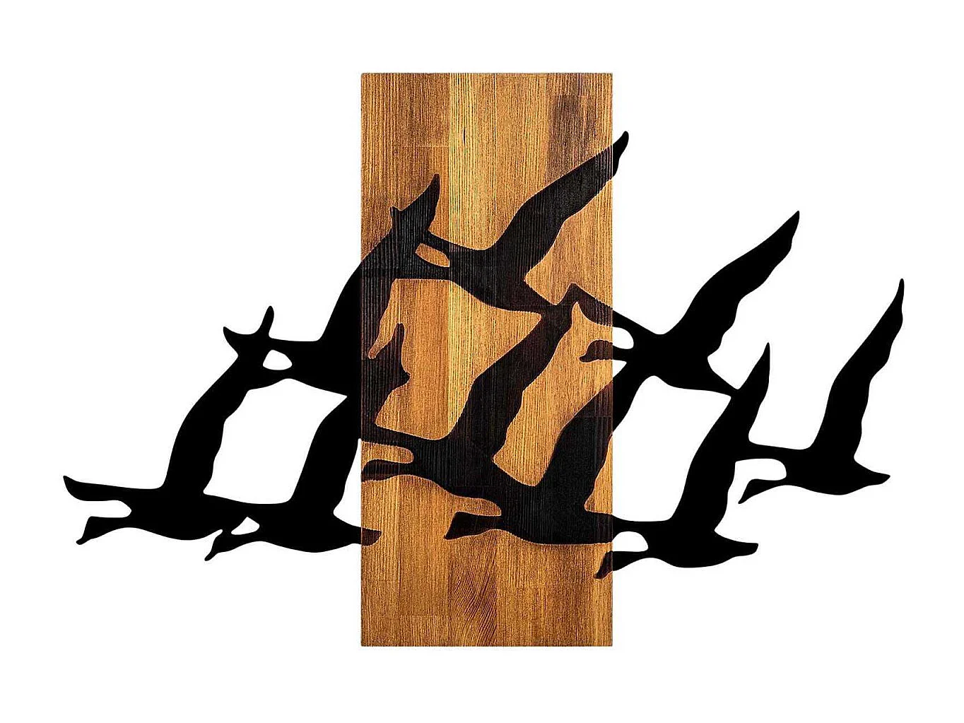 Décoration murale bois et métal Animal Oiseaux migrateurs