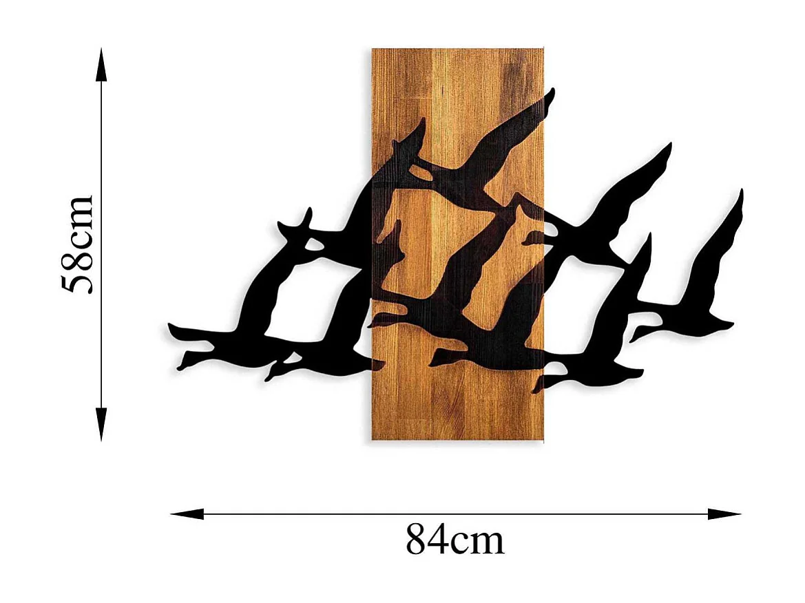 Décoration murale bois et métal Animal Oiseaux migrateurs