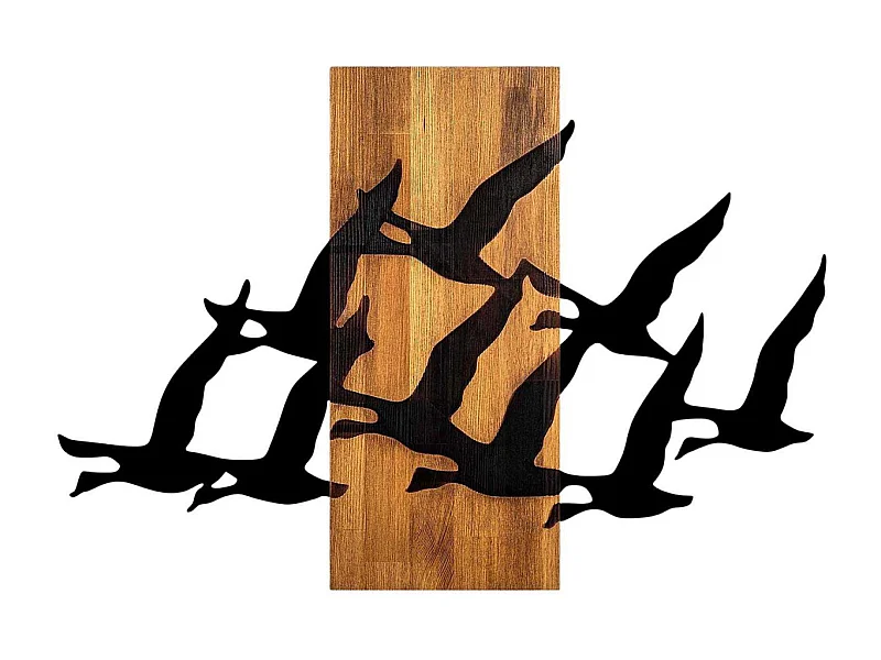 Décoration murale bois et métal Animal Oiseaux migrateurs