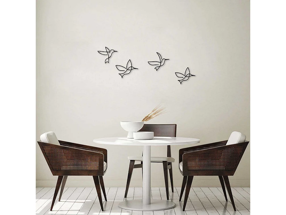 Accesorio decorativo de pared de metal – 21 x 18 cm, 24 x 20 cm, 23 x 20 cm, 22 x 18 cm – Negro – 100% metal