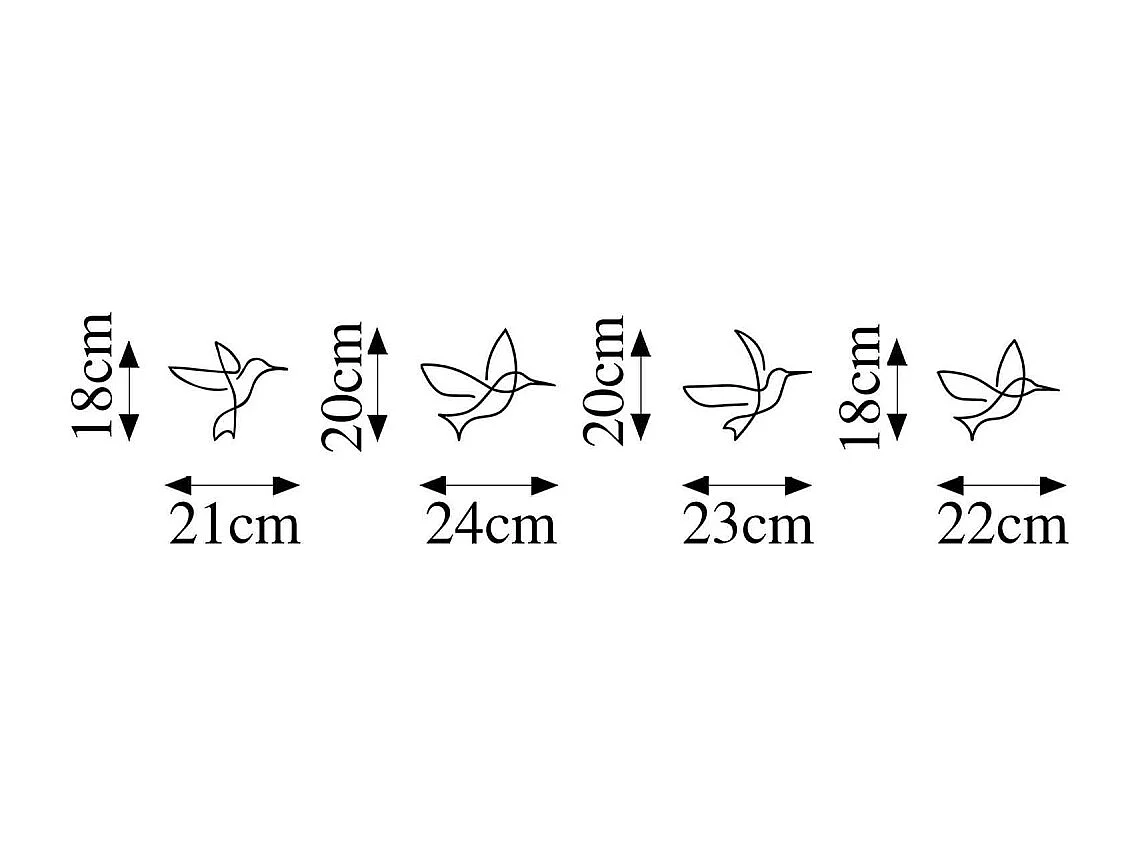 Accesorio decorativo de pared de metal – 21 x 18 cm, 24 x 20 cm, 23 x 20 cm, 22 x 18 cm – Negro – 100% metal