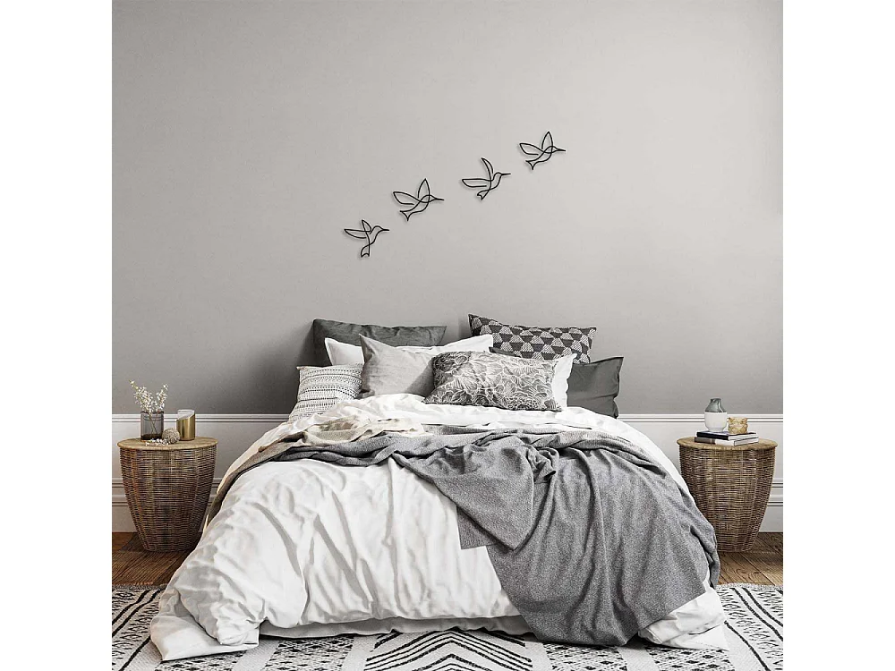 Accesorio decorativo de pared de metal – 21 x 18 cm, 24 x 20 cm, 23 x 20 cm, 22 x 18 cm – Negro – 100% metal