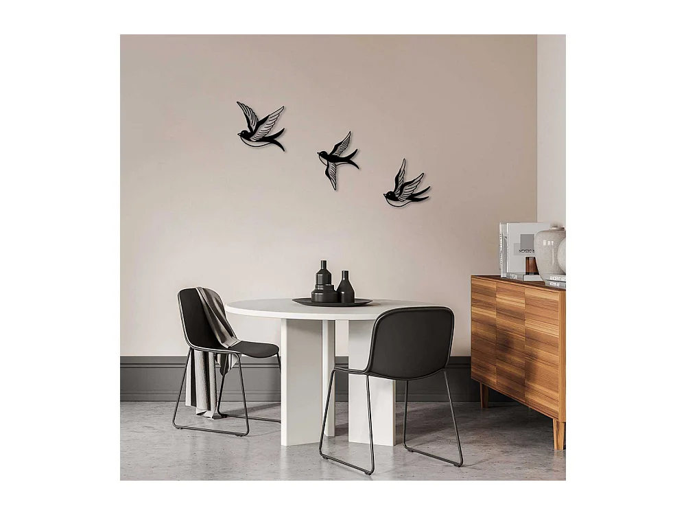 Accesorio decorativo de pared – 22 x 23 cm, 20 x 29 cm, 20 x 24 cm – Negro – Metal