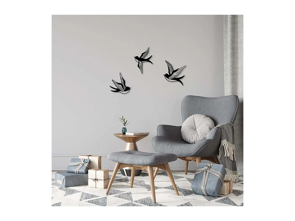 Accesorio decorativo de pared – 22 x 23 cm, 20 x 29 cm, 20 x 24 cm – Negro – Metal