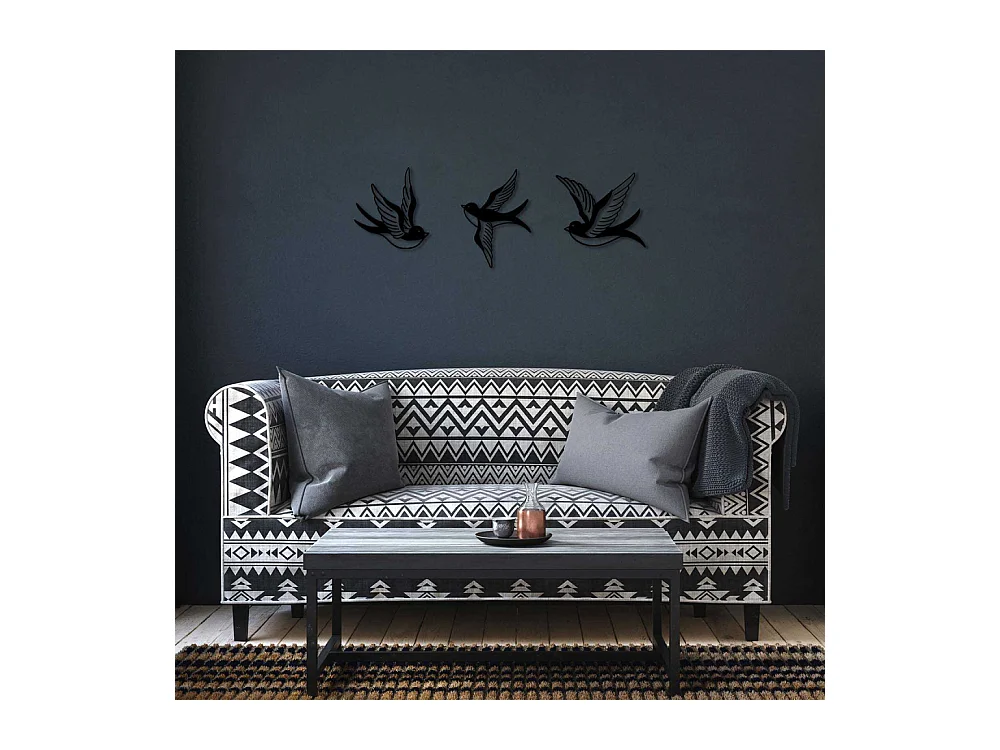 Accesorio decorativo de pared – 22 x 23 cm, 20 x 29 cm, 20 x 24 cm – Negro – Metal