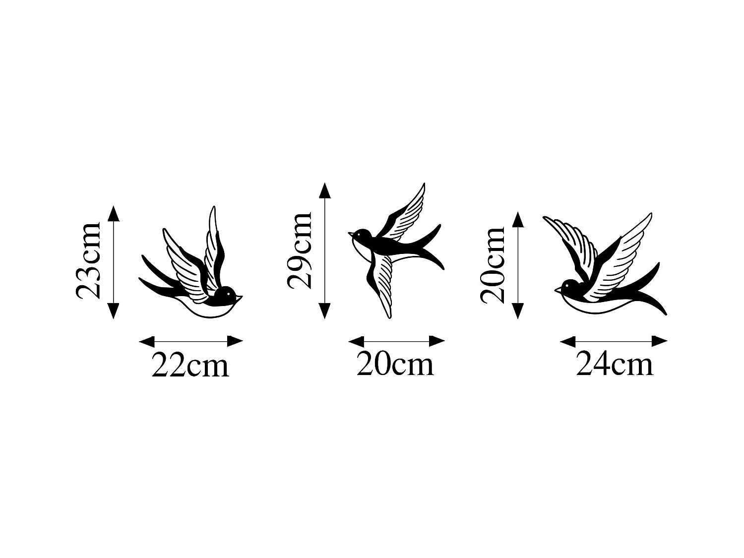 Accesorio decorativo de pared – 22 x 23 cm, 20 x 29 cm, 20 x 24 cm – Negro – Metal