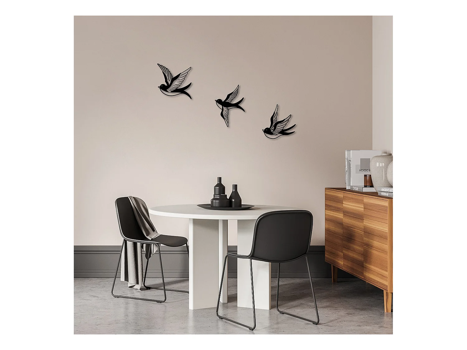 Accesorio decorativo de pared – 22 x 23 cm, 20 x 29 cm, 20 x 24 cm – Negro – Metal