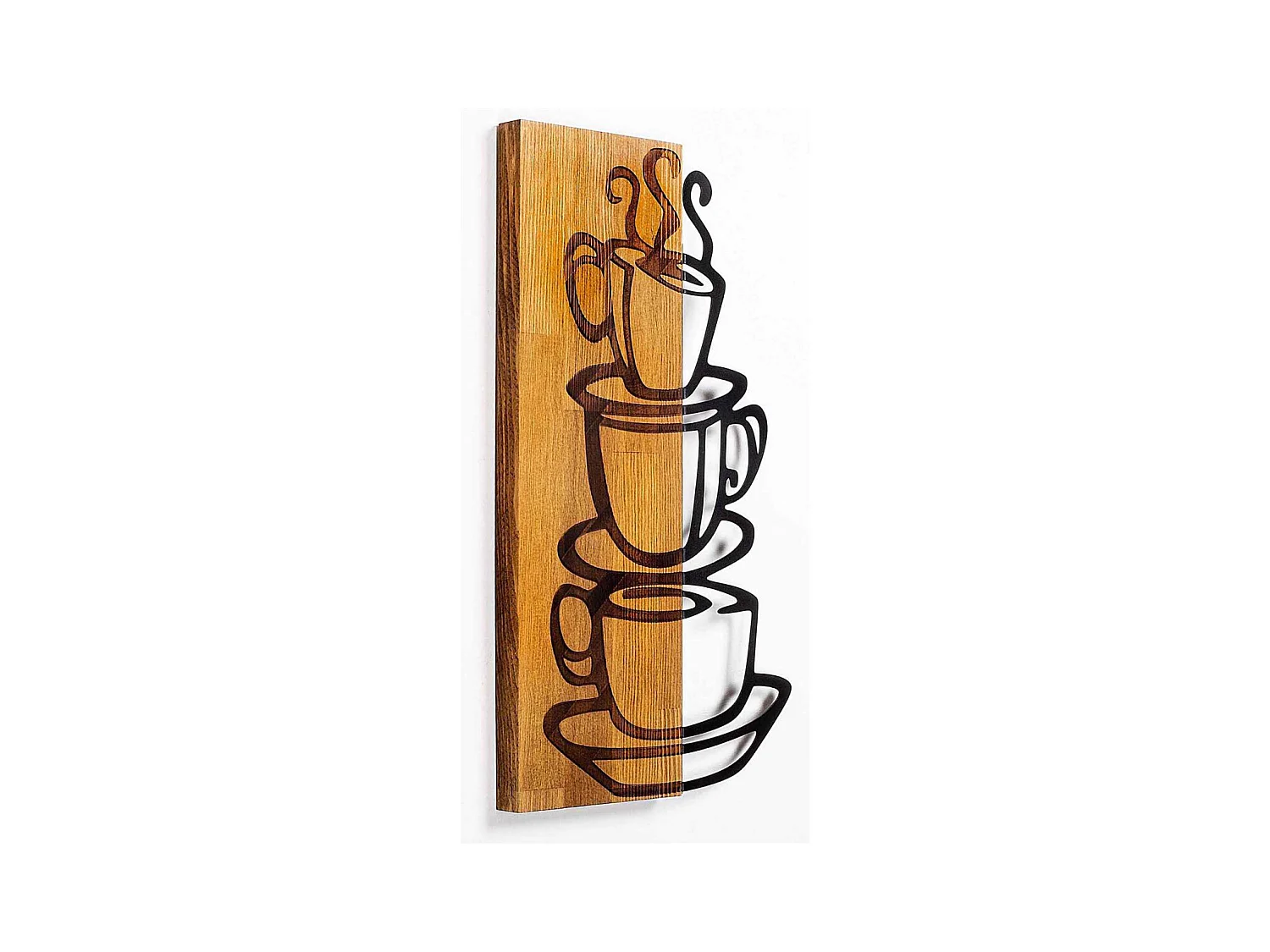 Décoration murale en bois et métal Walnut Tasses