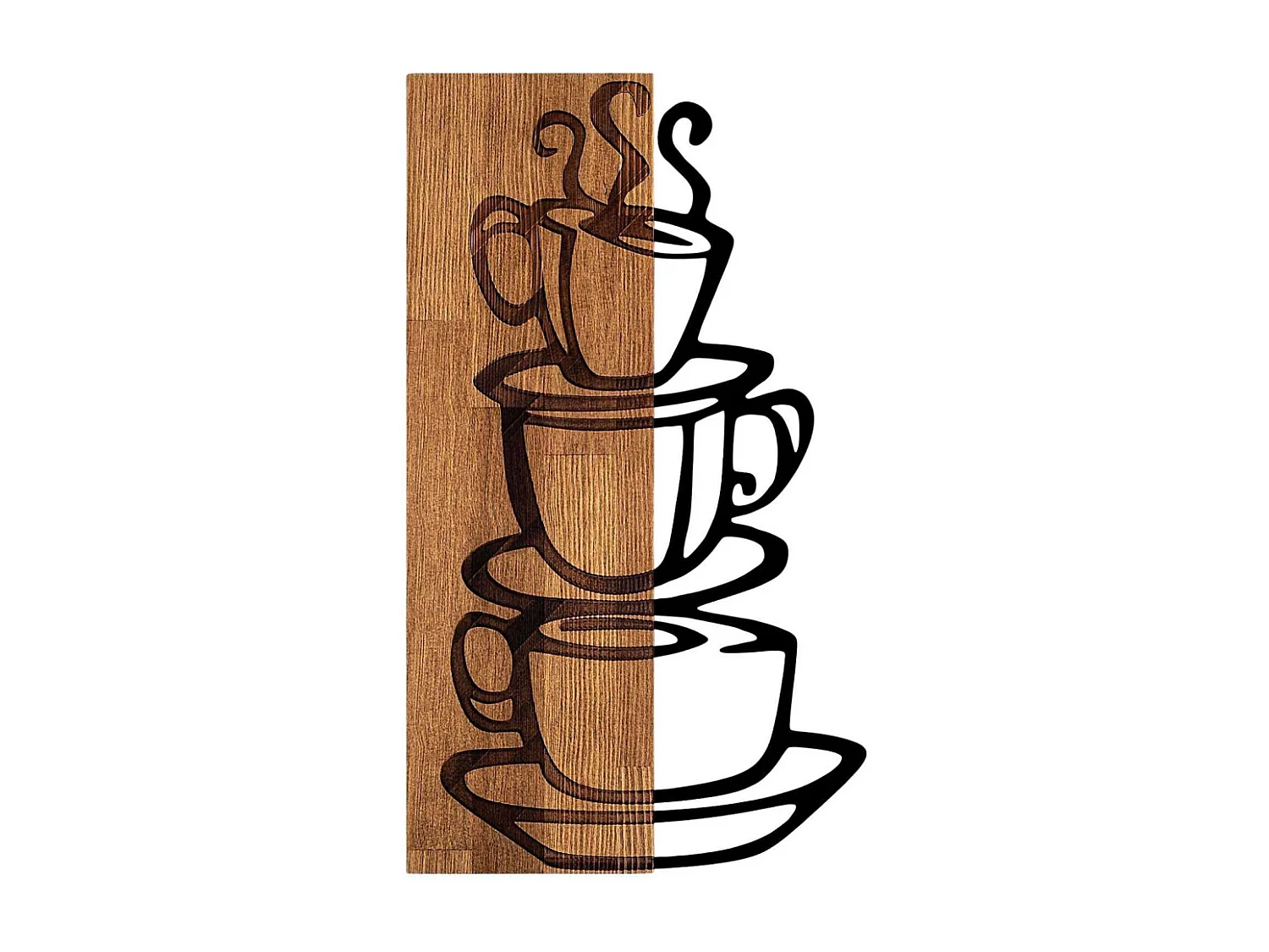 Décoration murale en bois et métal Walnut Tasses