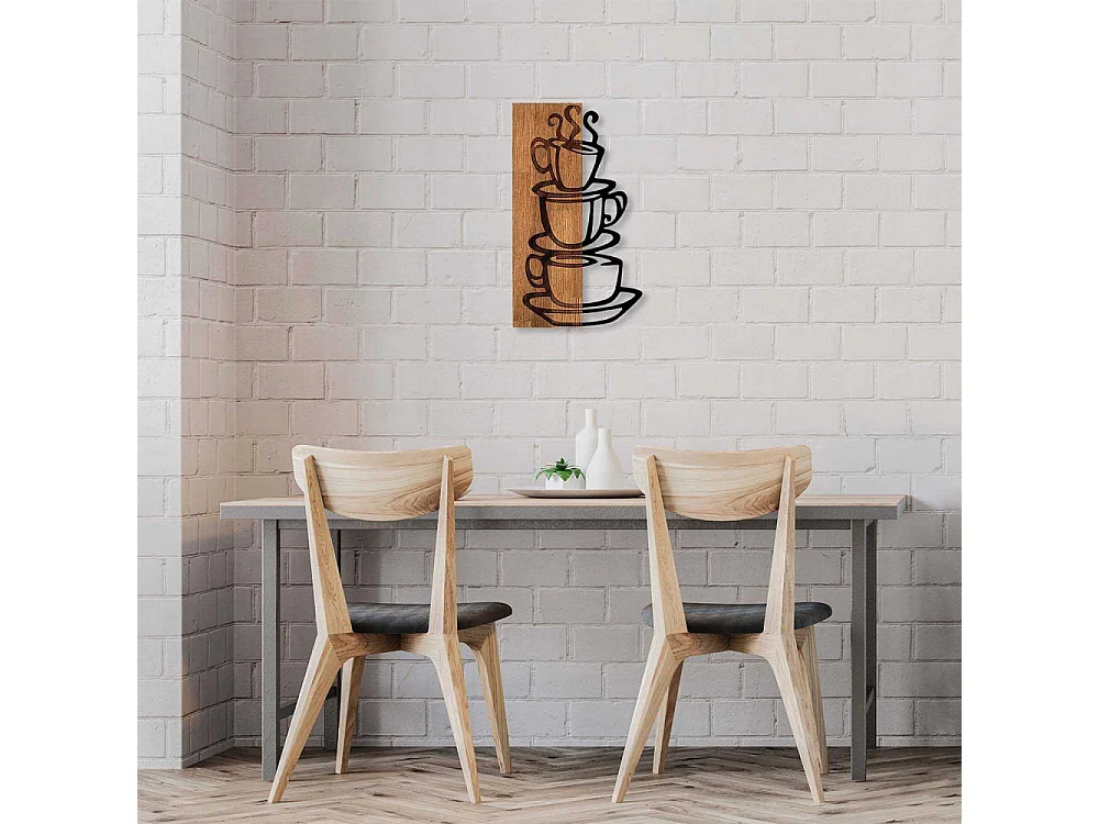 Décoration murale en bois et métal Walnut Tasses