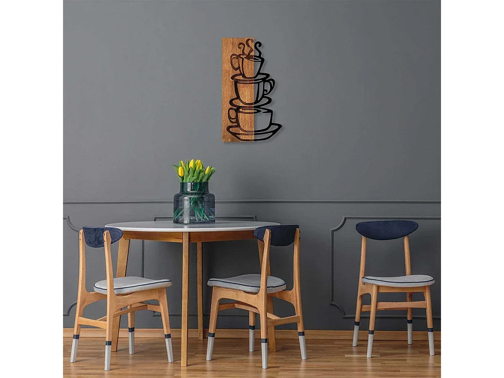 Décoration murale en bois et métal Walnut Tasses