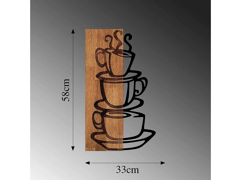 Décoration murale en bois et métal Walnut Tasses