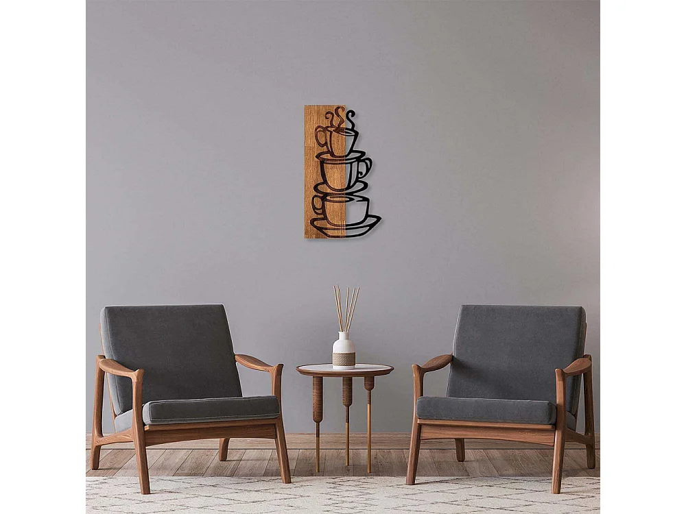 Décoration murale en bois et métal Walnut Tasses