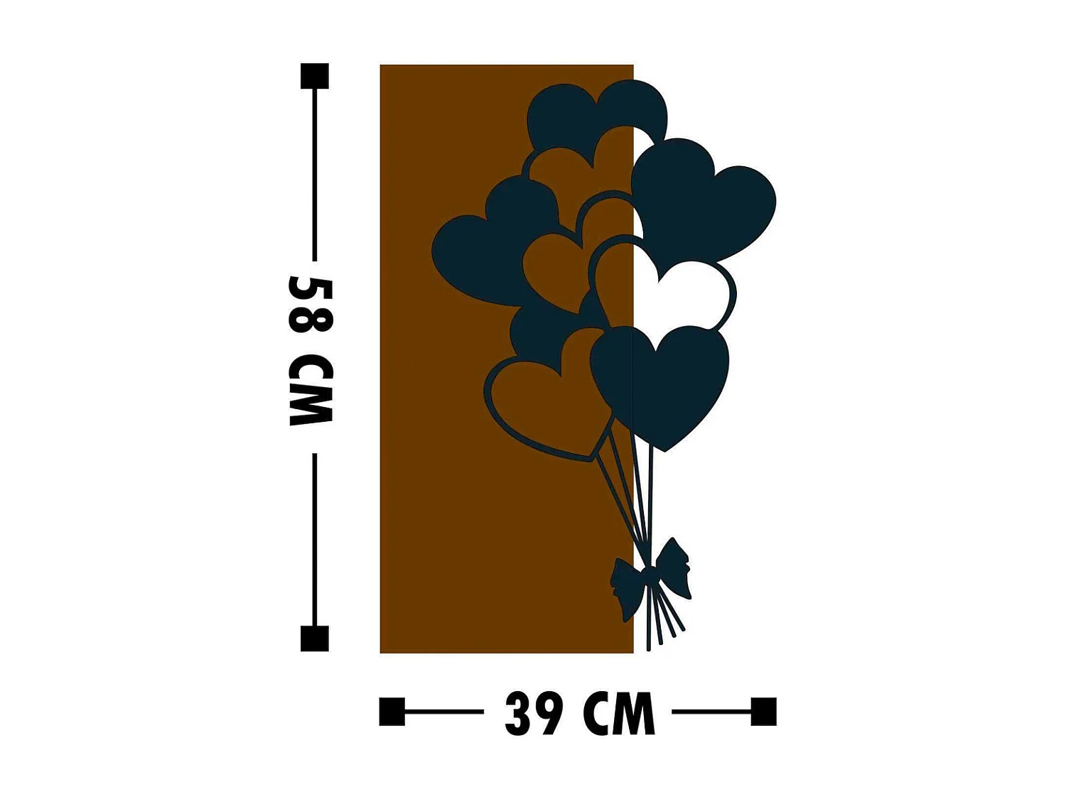 Accesorio decorativo de pared – 39 x 58 cm – Nogal y negro – Madera y metal