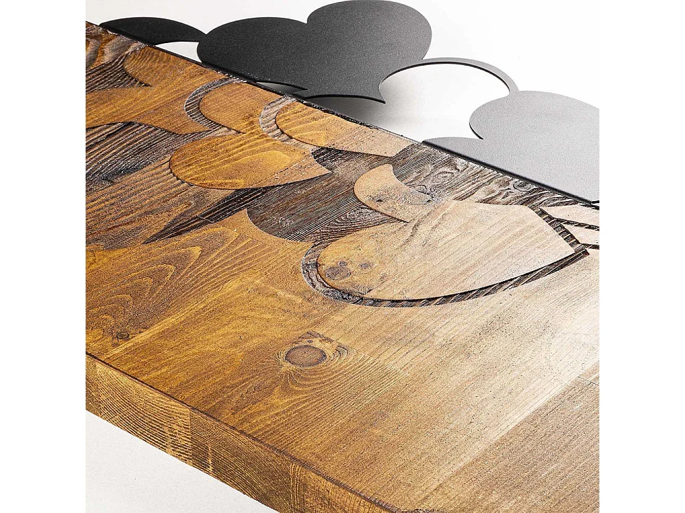 Accesorio decorativo de pared – 39 x 58 cm – Nogal y negro – Madera y metal