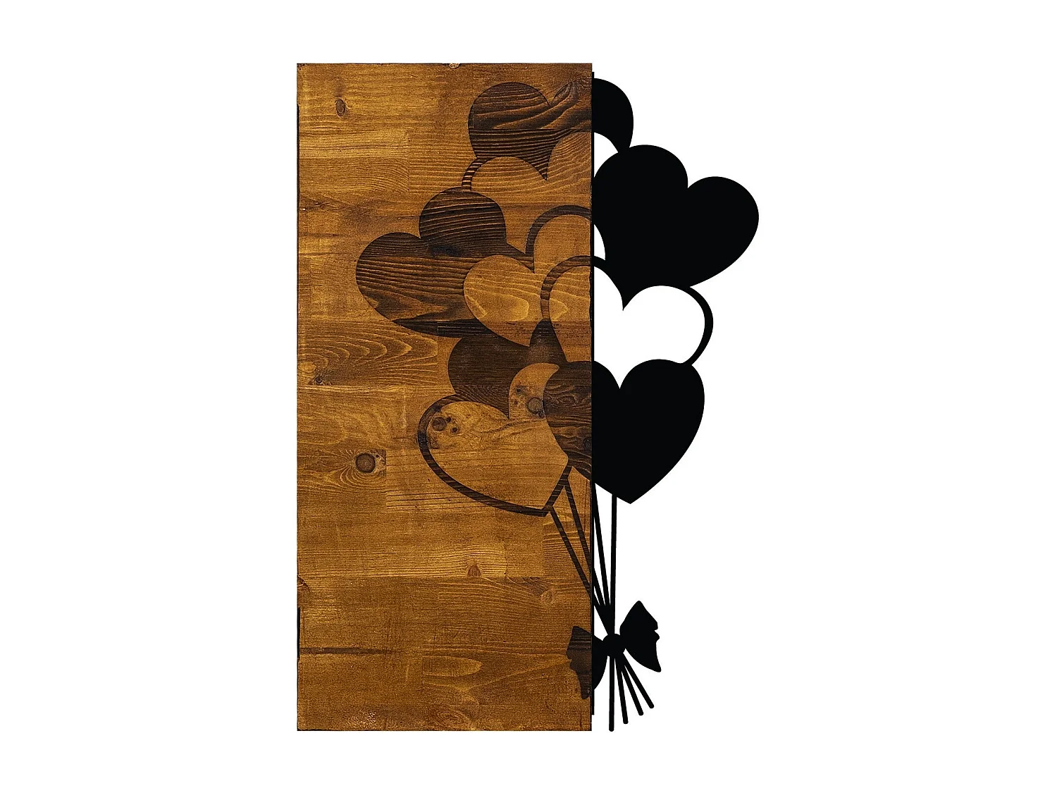 Accesorio decorativo de pared – 39 x 58 cm – Nogal y negro – Madera y metal