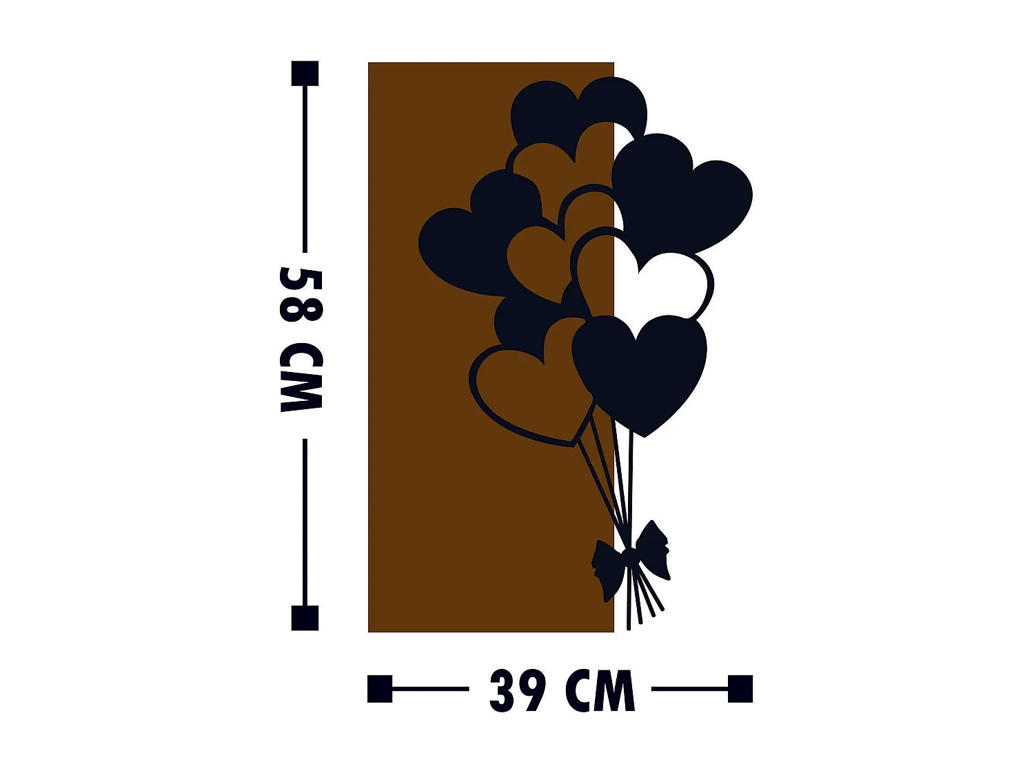 Accesorio decorativo de pared – 39 x 58 cm – Nogal y negro – Madera y metal