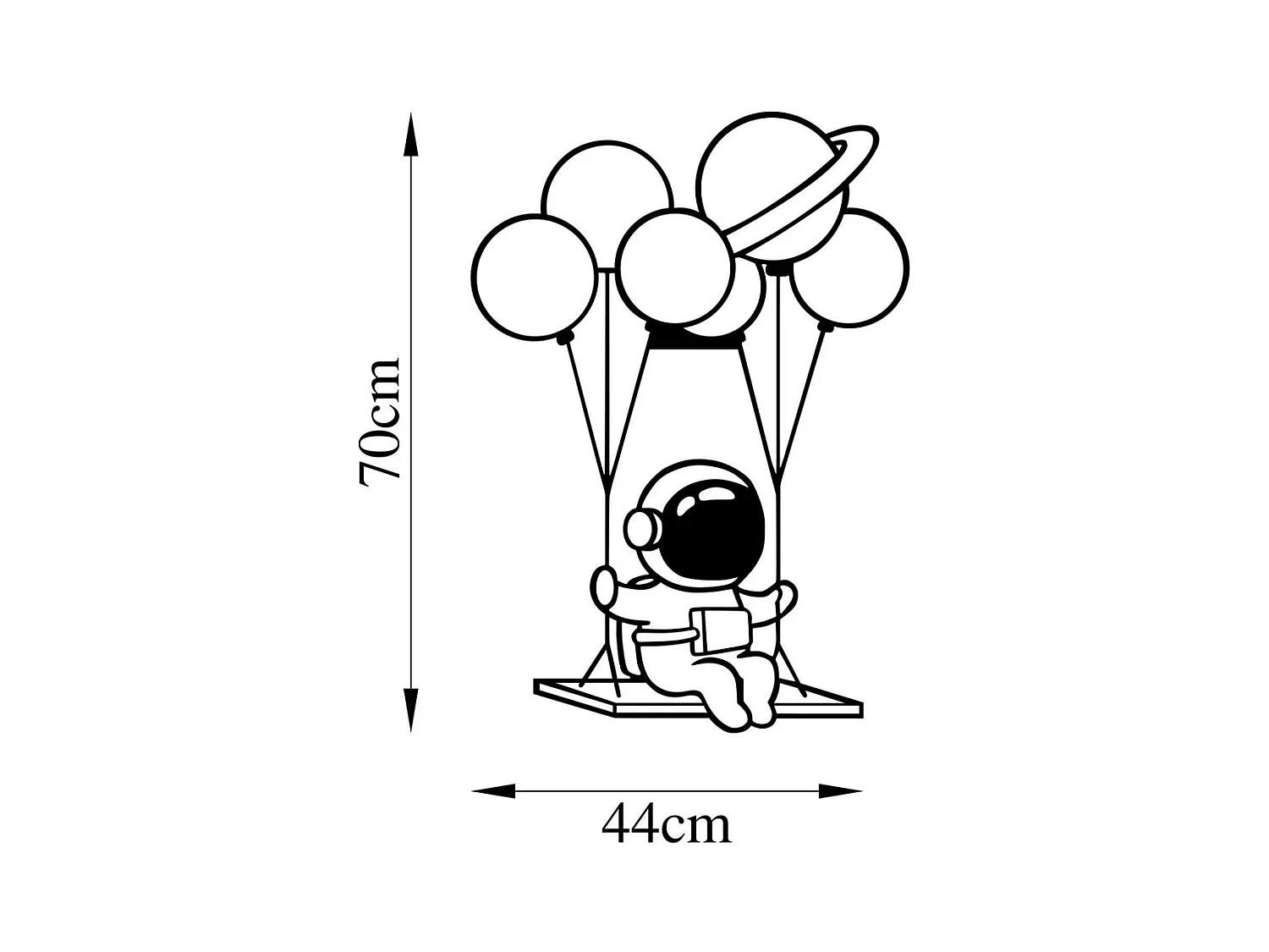 Accesorio decorativo de pared – 44 x 70 cm – Negro – 100% metal