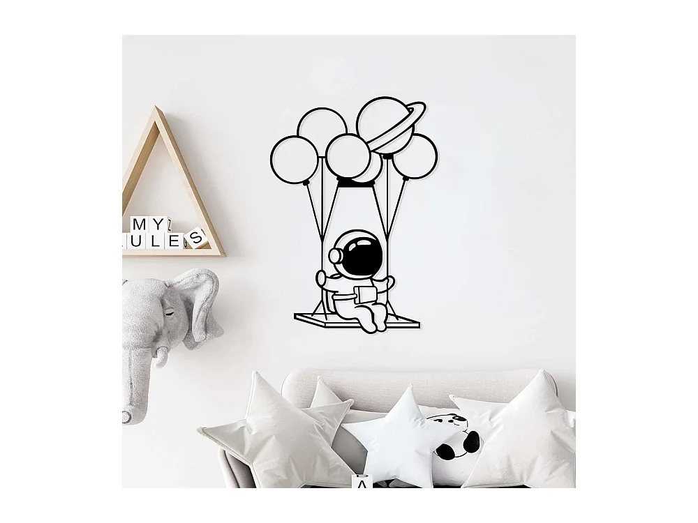 Accesorio decorativo de pared – 44 x 70 cm – Negro – 100% metal