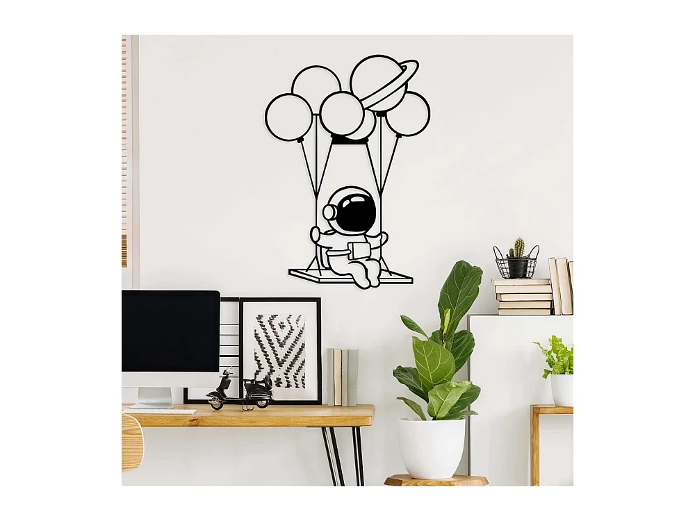 Accesorio decorativo de pared – 44 x 70 cm – Negro – 100% metal