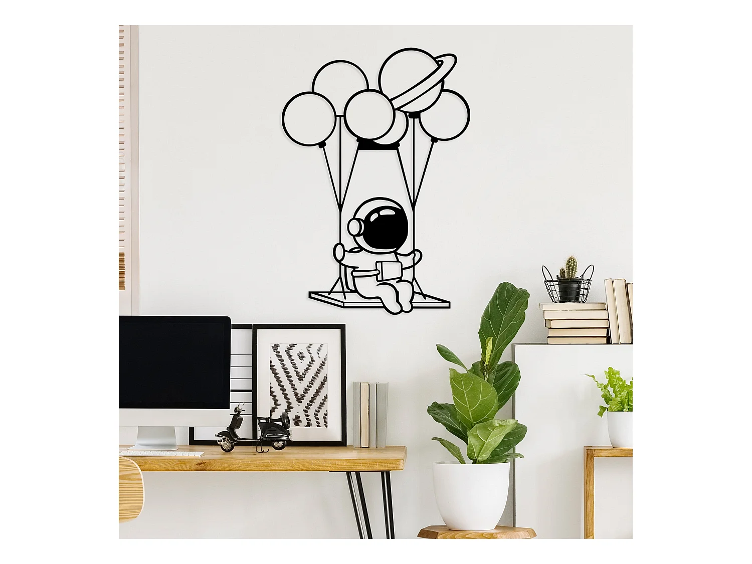 Accesorio decorativo de pared – 44 x 70 cm – Negro – 100% metal