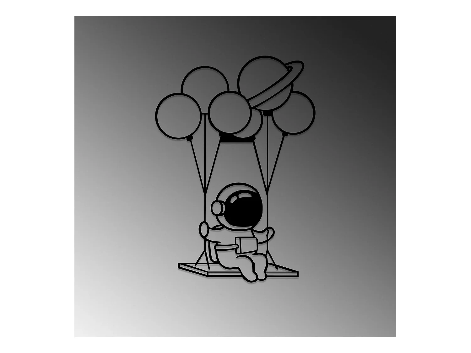 Accesorio decorativo de pared – 44 x 70 cm – Negro – 100% metal