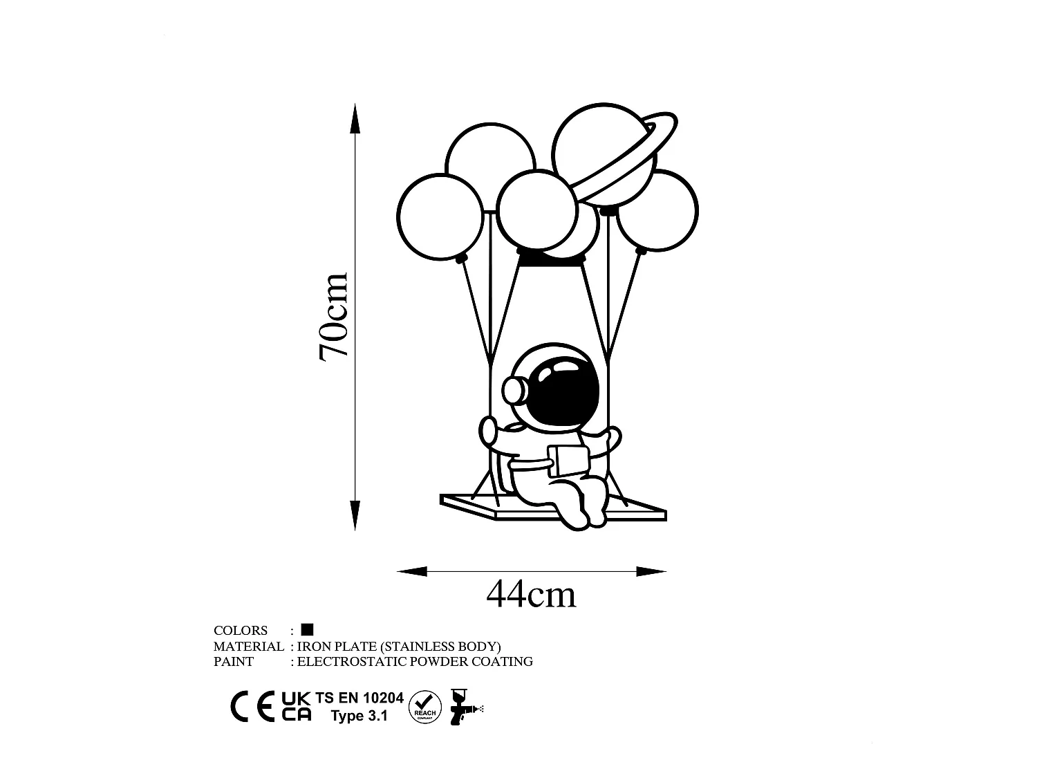 Accesorio decorativo de pared – 44 x 70 cm – Negro – 100% metal