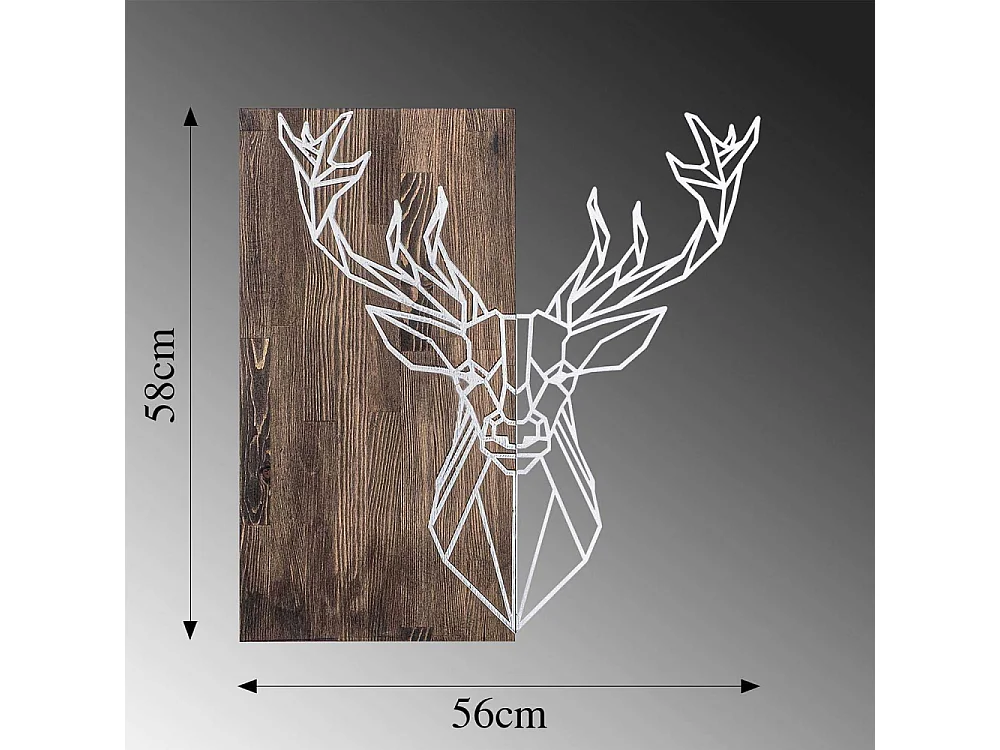 Décoration murale bois et métal Animal Cerf argenté