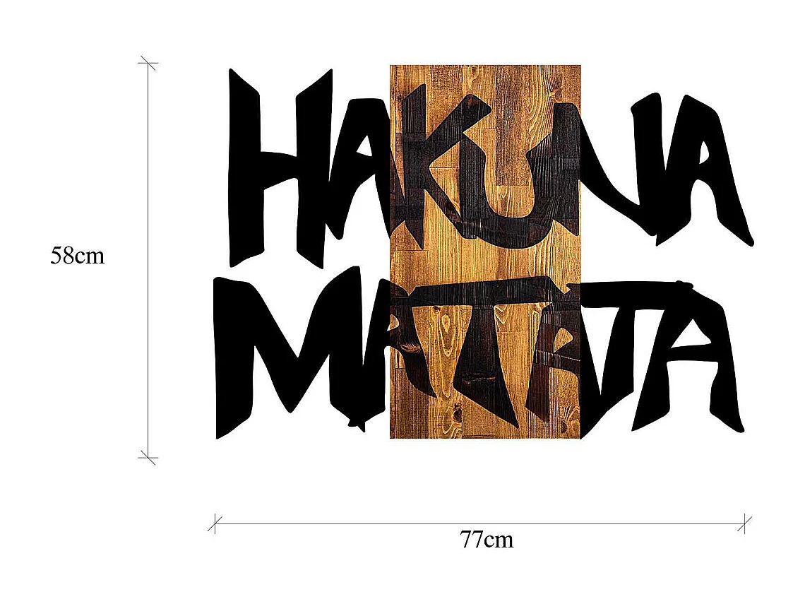 Accesorio decorativo de pared – 77 x 3 x 58 cm – Negro y nogal claro – 100% madera y metal