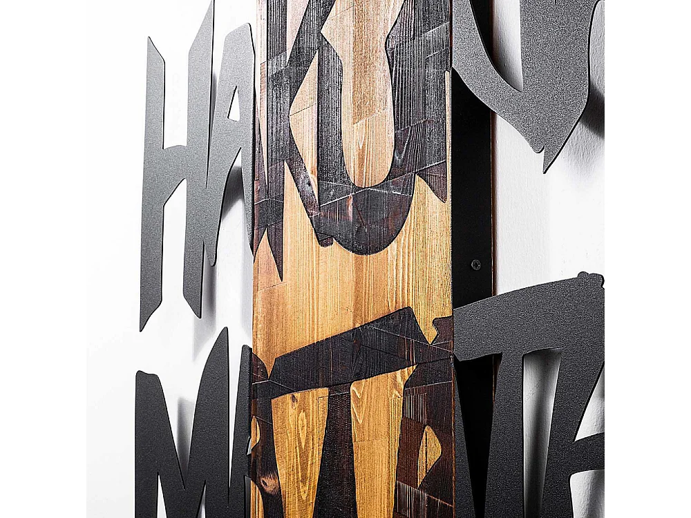 Accesorio decorativo de pared – 77 x 3 x 58 cm – Negro y nogal claro – 100% madera y metal