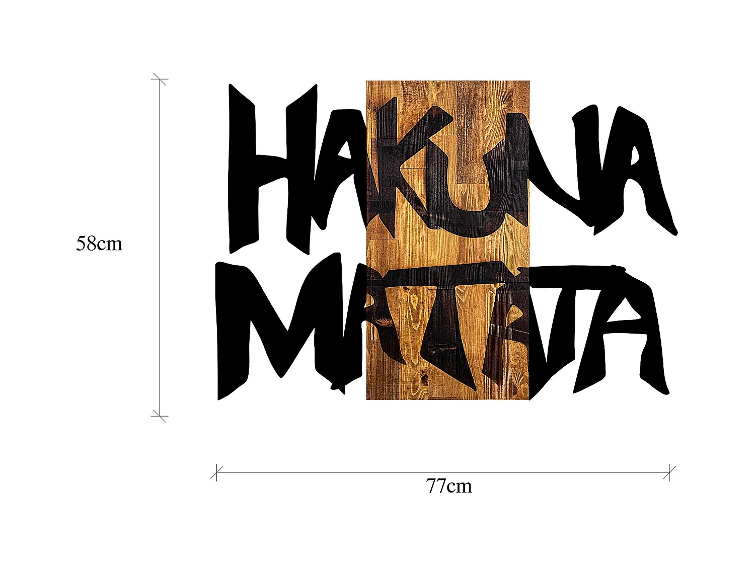 Accesorio decorativo de pared – 77 x 3 x 58 cm – Negro y nogal claro – 100% madera y metal