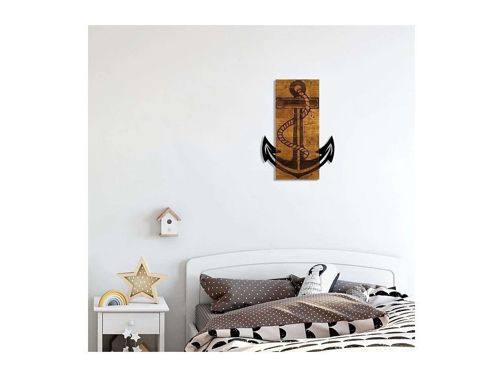 Accesorio decorativo de pared – 41 x 58 cm – nogal y negro – 50% madera y 50% metal