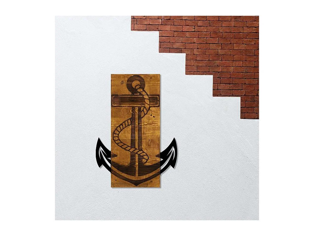 Accesorio decorativo de pared – 41 x 58 cm – nogal y negro – 50% madera y 50% metal