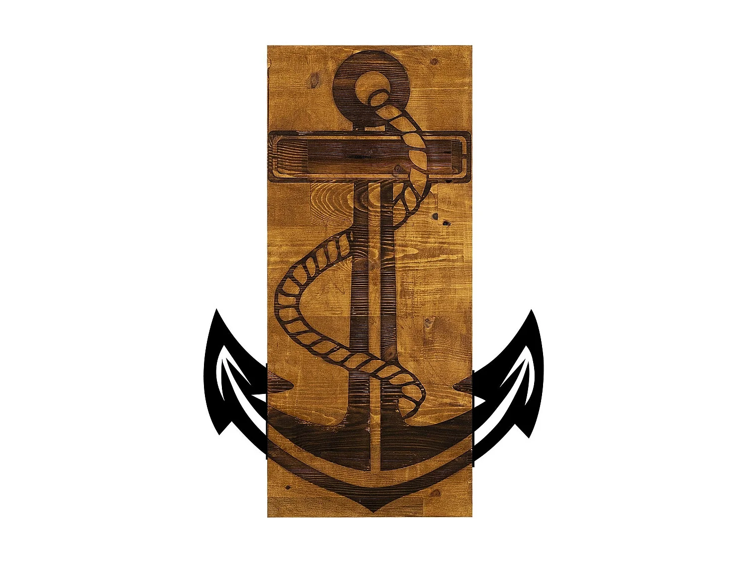 Accesorio decorativo de pared – 41 x 58 cm – nogal y negro – 50% madera y 50% metal