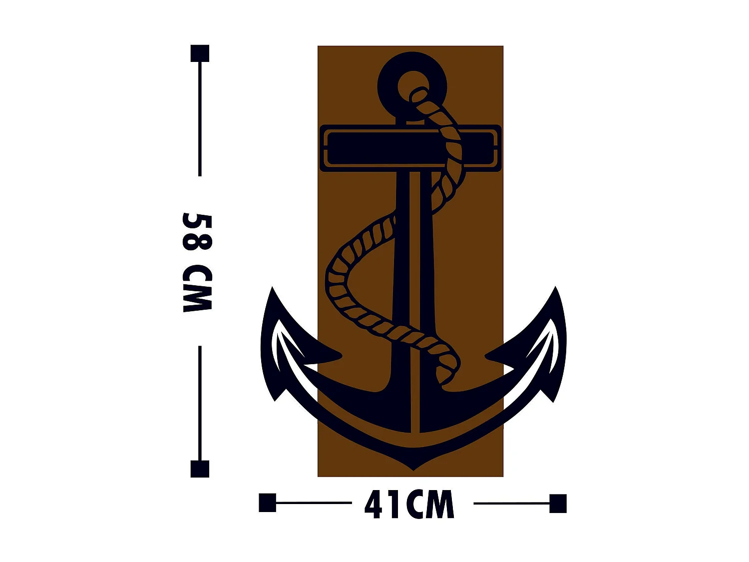 Accesorio decorativo de pared – 41 x 58 cm – nogal y negro – 50% madera y 50% metal